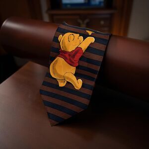 Disney‎ Winnie the Pooh Honey Pot Tie Brown & Black Striped  57.5" x 4"